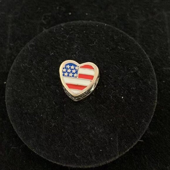 Pandora Colombia American Flag Exclusive Heart Charm Bead Pendant - Picture 1 of 3